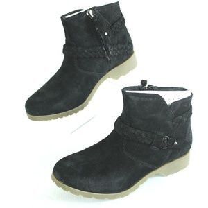 Teva Womens 6 Delavina Ankle Bootie Black Suede Le